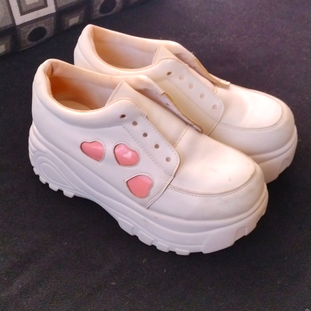 kawaii white platform sneakers